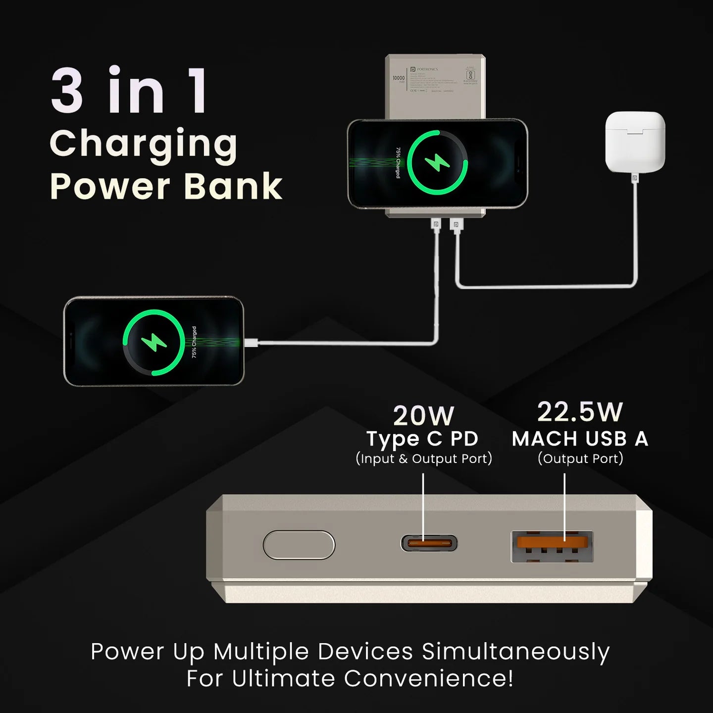 Portronics Luxcell Magclick 10K